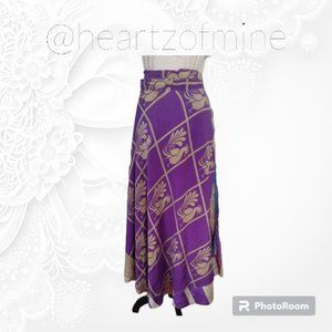 Indian Maxi Skirt Women's Free Size Colorful Wrap Around Silk Sari  #7957